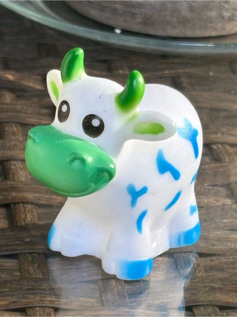 Cow Toy Moo Moo Subaru Blue & white cute smiling cow with green accents #cow